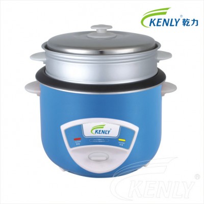 Blue Color Full Body Cylinder Electric Rice Cooker with Aluminum Steamer