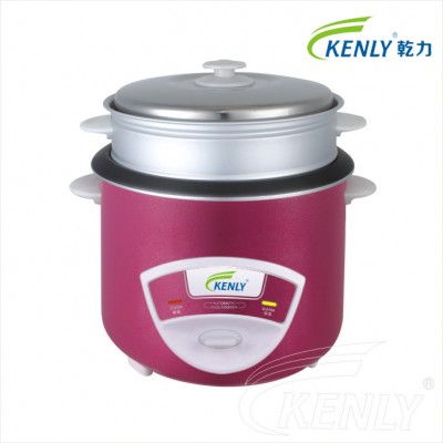 Red Color Full Body Cylindrical Electric Rice Cooker with Aluminum Steamer