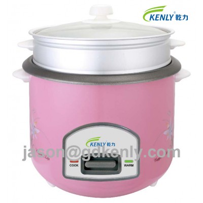 Red Color Full Body Cylinder Rice Cooker with Glass Lid